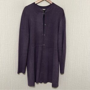 Eileen Fisher Purple Long Cardigan Button-Down size L